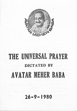 The Universal Prayer Avatar Meher Baba