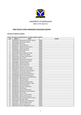 UNIMAID UTME Admission List