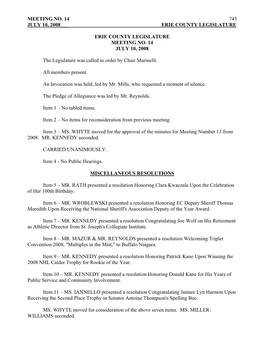 Meeting No. 14 July 10, 2008___ Erie County Legislature 743