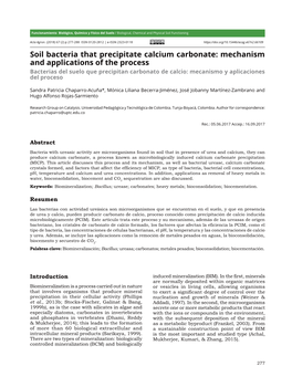 Soil Bacteria That Precipitate Calcium Carbonate