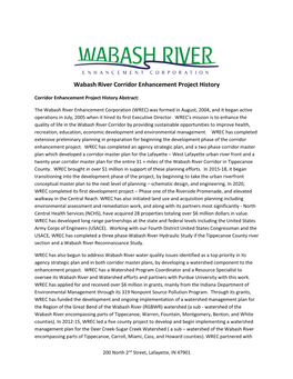 Wabash River Corridor Enhancement Project History