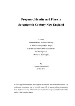 Property, Identity and Place in Seventeenth-Century New England