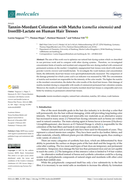 Tannin-Mordant Coloration with Matcha (Camelia Sinensis) and Iron(II)-Lactate on Human Hair Tresses