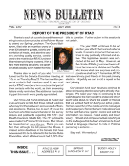 Report of the President of Rtac Inside This Issue.
