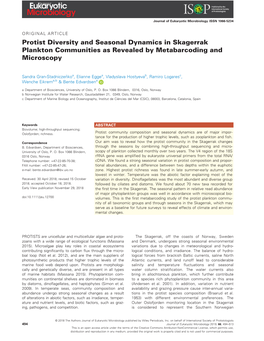 Protist Diversity and Seasonal Dynamics in Skagerrak Plankton Communities As Revealed by Metabarcoding and Microscopy