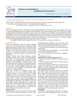 Experimental Setup of Steering Controlled Headlight Mechanism