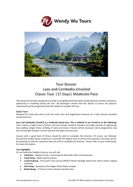 Tour Dossier Laos and Cambodia Unveiled Classic Tour │17 Days│ Moderate Pace