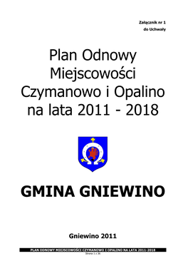 Plan Odnowy Miejscowości Czymanowo I Opalino Na Lata 2011 � 2018
