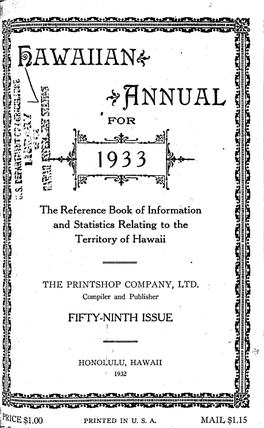 The Reference Book of Information and Statistics Relating to the Territory of Hawaii