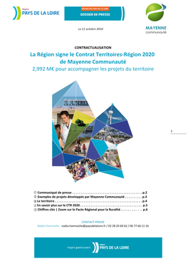 La Région Signe Le Contrat Territoires-Région 2020 De Mayenne Communauté