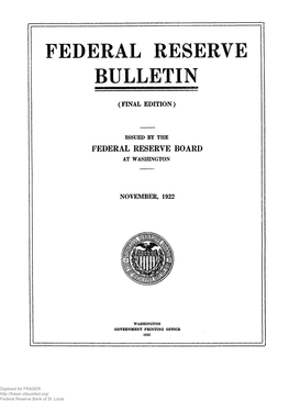 Federal Reserve Bulletin November 1922