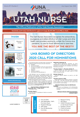 UNA Board of Directors 2020 Call for Nominations Announce Slate of Candidates for Election Via Email to All UNA Members Continued on Page 4