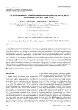 New Discoveries in Eastern Mediterranean Mesophotic Sponge Grounds: Updated Checklist and Description of Three Novel Sponge Species