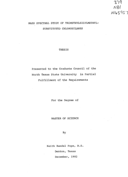 SUBSTITUTED CHLOROSILANES THESIS Presented to the Graduate