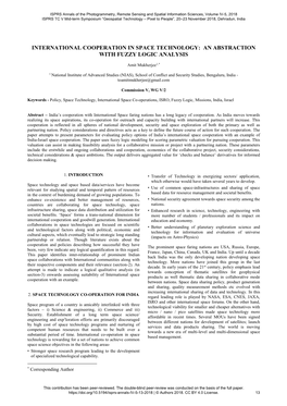 International Cooperation in Space Technology: an Abstraction with Fuzzy Logic Analysis