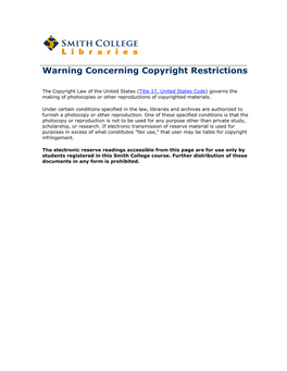 Warning Concerning Copyright Restrictions