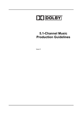 Dolby 5.1-Channel Music Production Guidelines