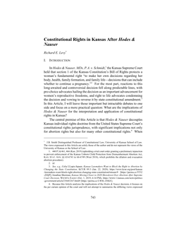 Constitutional Rights in Kansas After Hodes & Nauser