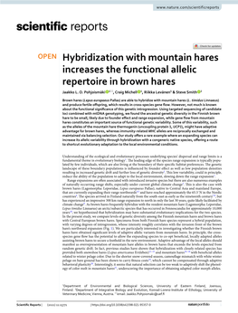 Hybridization with Mountain Hares Increases the Functional Allelic Repertoire in Brown Hares Jaakko L