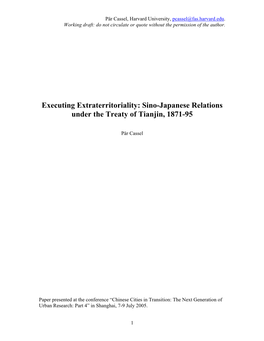 Sino-Japanese Relations Under the Treaty of Tianjin, 1871-95