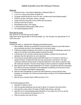 Perfusion Protocol (Histochemistry)