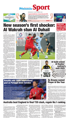 Al Wakrah Stun Al Duhail REUTERS – BERN