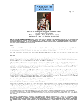 King Louis VII of France Pg 1/2
