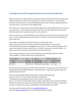 Creating an Audio File Using Sounds from an External Synthesizer