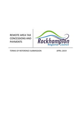 Remote Area Tax Concessions and Payments Terms of Reference Submission April 2019