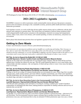 2021-2022 Legislative Agenda