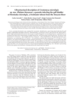 Phylum Myxozoa): a Parasite Infecting the Gall Bladder of Hemiodus Microlepis, a Freshwater Teleost from the Amazon River