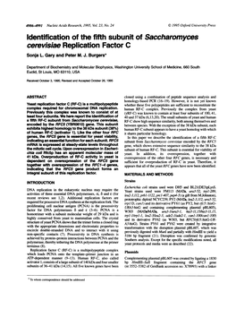 Identification of the Fifth Subunit of Saccharomyces Cerevisiae Replication Factor C Sonja L