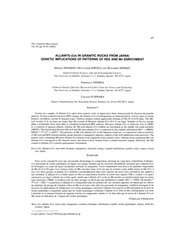 Allanite-(Ce) in GRANITIC ROCKS from JAPAN: GENETIC IMPLICATIONS of PATTERNS of REE and Mn ENRICHMENT