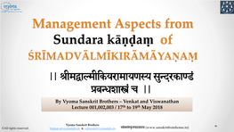 Management Aspects from Sundara Kāṇḍaṃ of ŚRĪMADVĀLMĪKIRĀMĀYAṆAṂ