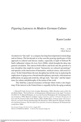 Figuring Lateness in Modern German Culture