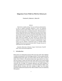 Migration from POW to POS for Ethereum