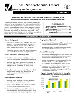 Presbyterian Panel Survey Fall 2008: Religious and Demographic Profile of Presbyterians