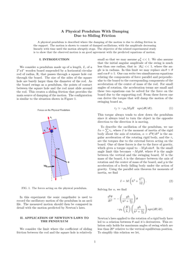 A Physical Pendulum with Damping Due to Sliding Friction