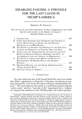 Disabling Fascism: a Struggle for the Last Laugh in Trump’S America
