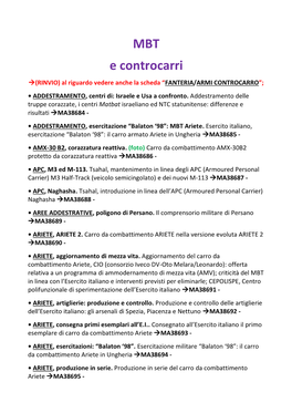 MBT E Controcarri (RINVIO) Al Riguardo Vedere Anche La Scheda “FANTERIA/ARMI CONTROCARRO”; • ADDESTRAMENTO, Centri Di: Israele E Usa a Confronto