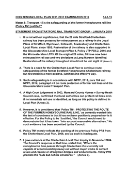 Transport - 5 Is the Safeguarding of the Former Honeybourne Rail Line (Policy TN1 Justified?