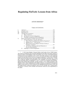 Regulating Fintech: Lessons from Africa