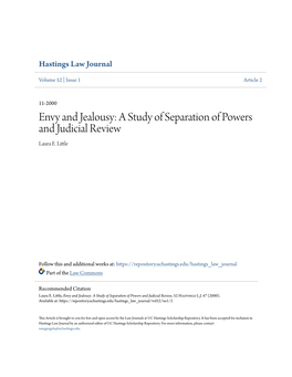 Envy and Jealousy: a Study of Separation of Powers and Judicial Review Laura E