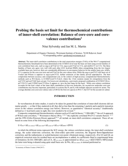 Probing the Basis Set Limit for Thermochemical Contributions of Inner-Shell Correlation: Balance of Core-Core and Core- Valence Contributions1