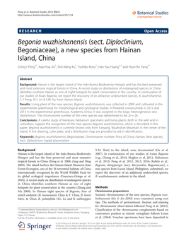 Begonia Wuzhishanensis (Sect. Diploclinium, Begoniaceae), a New