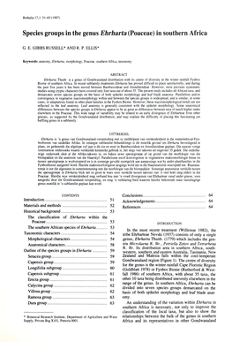 Species Groups in the Genus Ehrharta (Poaceae) in Southern Africa