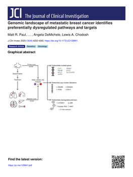 Genomic Landscape of Metastatic Breast Cancer Identifies Preferentially Dysregulated Pathways and Targets