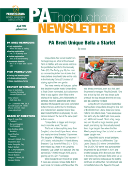 Pathoroughbred April 2017 Pabred.Com NEWSLETTER