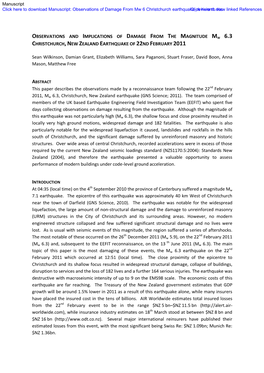 Observations and Implications of Damage from the Magnitude Mw 6.3 Christchurch, New Zealand Earthquake of 22Nd February 2011