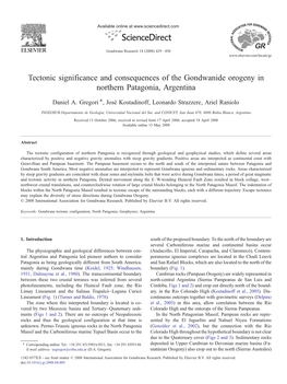 Tectonic Significance and Consequences of the Gondwanide Orogeny in Northern Patagonia, Argentina ⁎ Daniel A